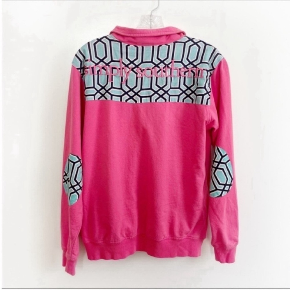 Simply Southern shirt pullover pink Baklava pattern quarter zip - Picture 9 of 9